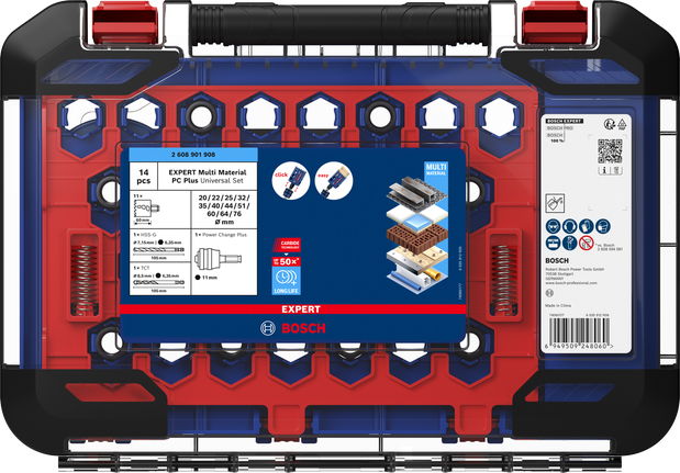 Bosch EXPERT 多材料动力更换加孔锯套装，14 件。.